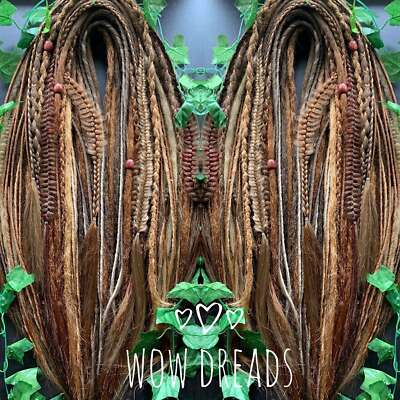 New Set Autumn Forest Classical Natural Synthetic Dreadlocks Double/Single Ended