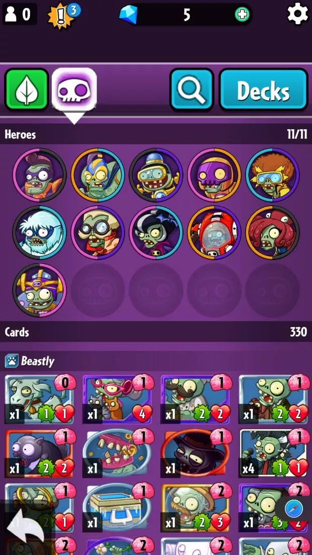 Card Updates for PvZ Heroes