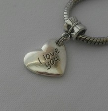 I Love you Heart Girlfriend Wife Gift Dangle Bead Charm Fits European Bracelet