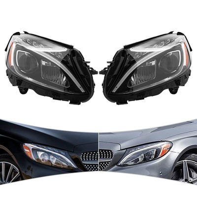 For 2015-2018 Mercedes-Benz C-Class C300 W205 Full LED Headlight Headlamps LH/RH
