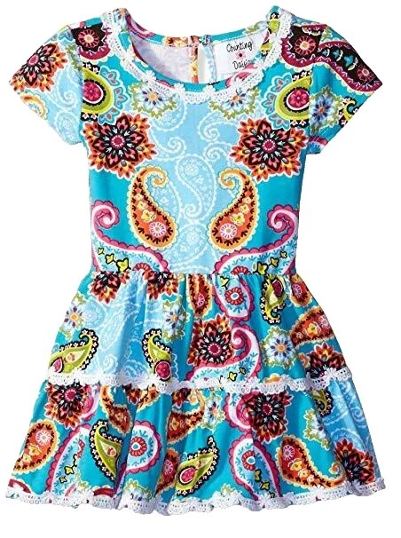 Cotton Blend Blue Dresses for Girls