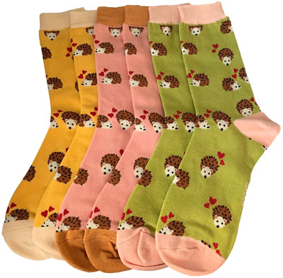 Igel Socken Damen 3 Paar Pack Love Hearts Bambus Baumwolle rosa grün Igel