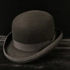 100% Wool Men's Black Brown Bowler Hat Gentleman Crushable Fedora Hat S M L XL
