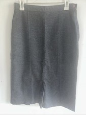 RARE Vintage Claude Wool A Line Pencil Skirt Front Pleat Gray Size 12 High Waist