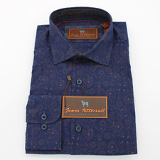NWT James Tattersall London 100 Woven Cotton Classic Straight Collar M-15.5/16