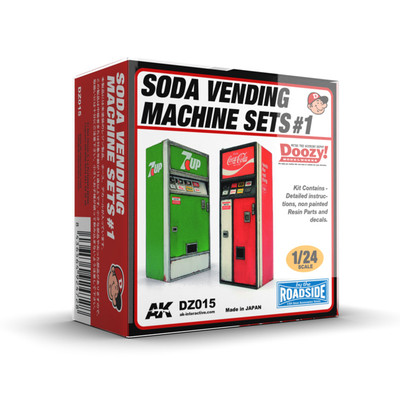 Getränkeautomat Set in 1:24 mit Decals - Resin Miniatur Bausatz - Doozy! DZ015
