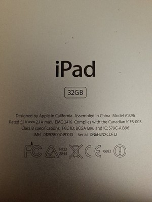 iPad 2 32GB Wi-Fi 3G Cellular Model A1396