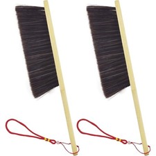 2 Piece Wooden Hand Broom and Dust Brush Set Soft Bristles Cleaning Brush for