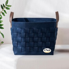 Blankets Baskets 15" x13 " x11 " 2 Pack, Large Rectangular Toys Baskets with ...