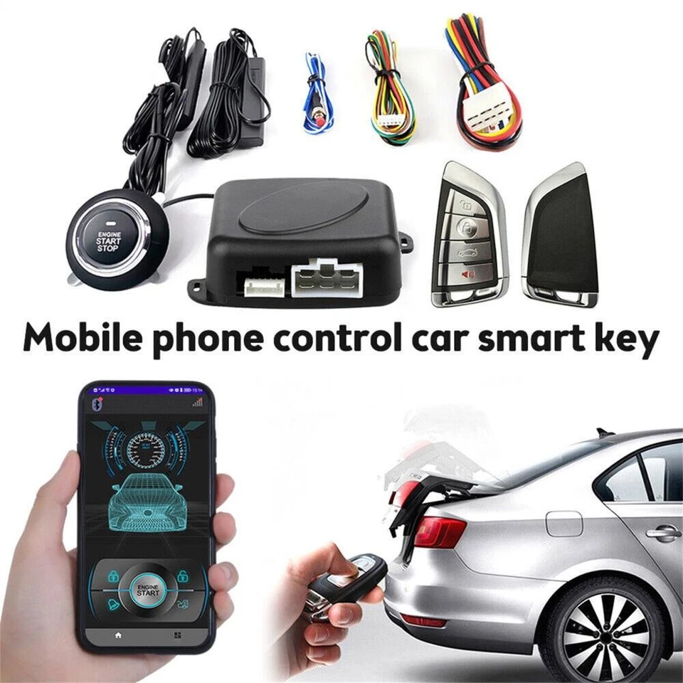Car SUV Keyless Entry Engine Start Alarm System Push Remote Starter Stop Kits Foto 4 de 4
