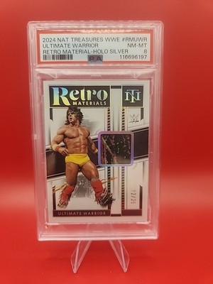 2024 Panini National Treasures WWE Retro Materials Ultimate Warrior /25 PSA 8