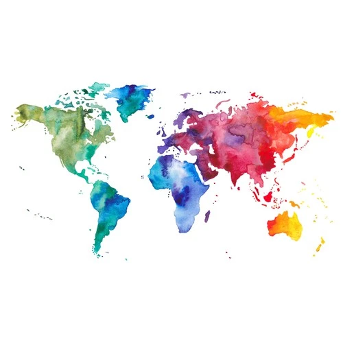 Wall decal world map water color sticker wall sticker wall sticker ww06-04