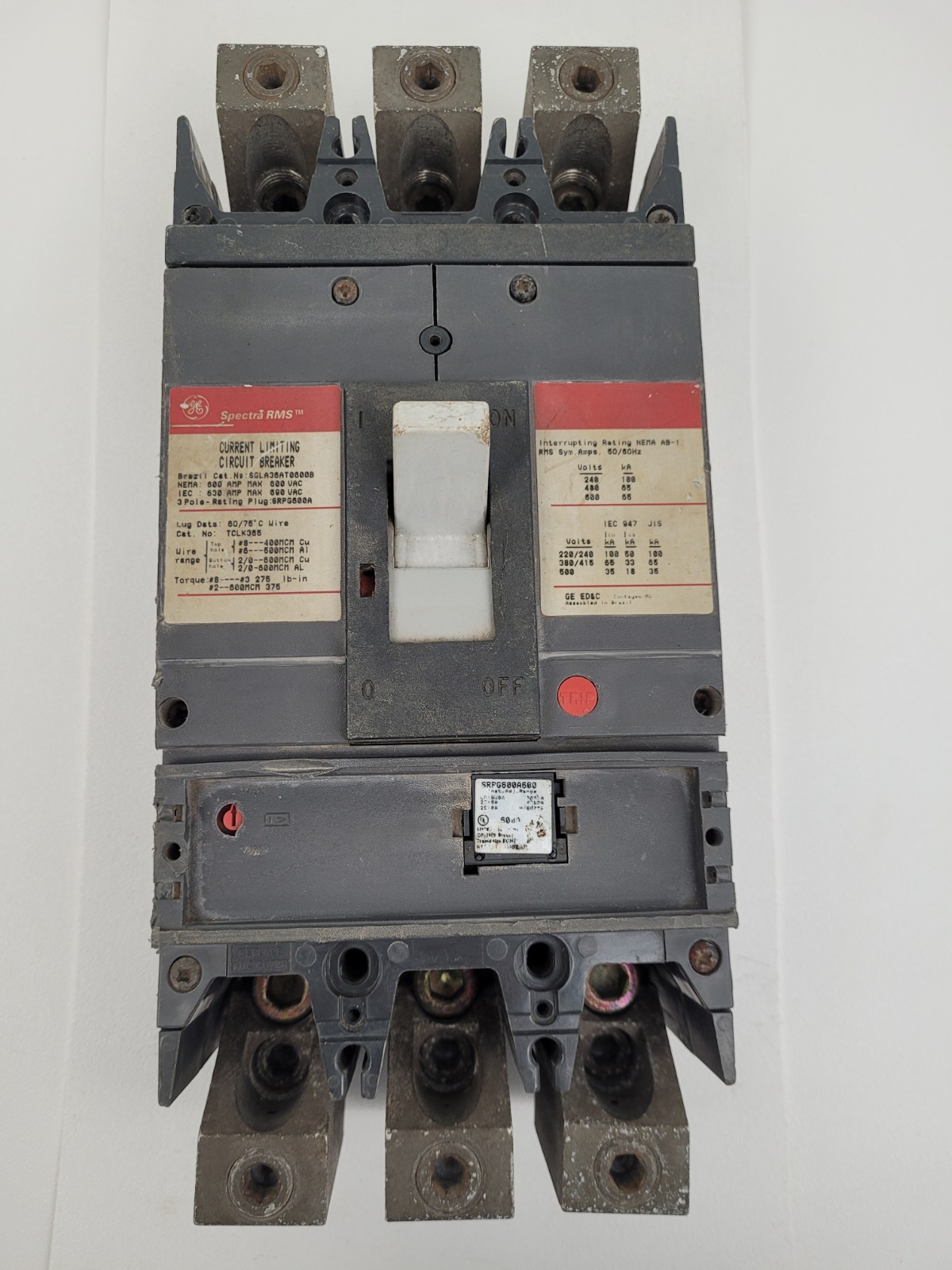 SGLA36AT0600 GE 600 Amp Max Circuit Breaker w/ 600A SRPG600A600 Plug ...