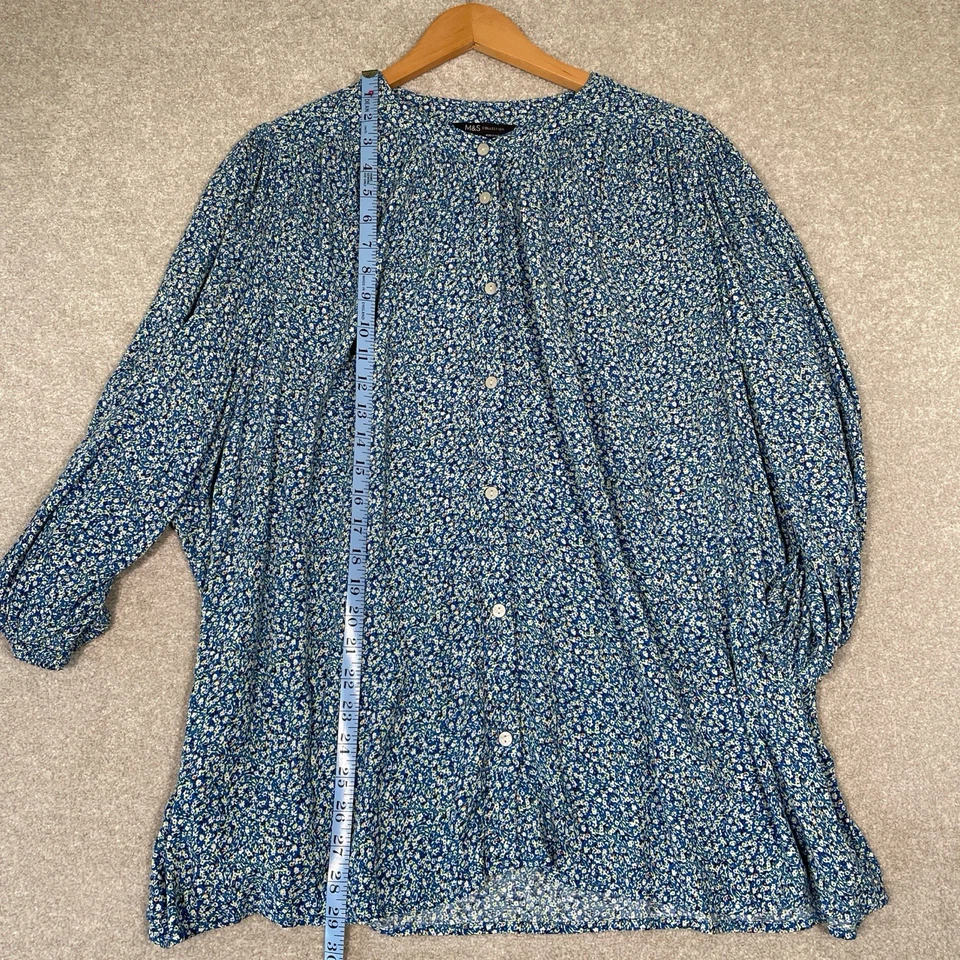 M&S Collection 3/4 Sleeve Blouse Blue Ditsy Floral Women’s Size Uk22 Floaty - Image 4 of 4
