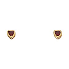 NEW 14K YELLOW GOLD 4MM HEART BEZEL SCREW BACK STUD EARRINGS JAN 
