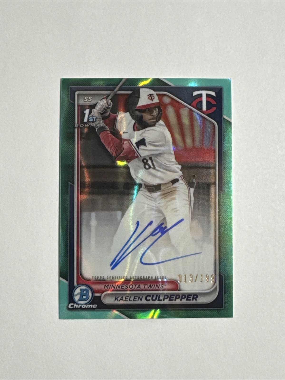 2024 Bowman Draft Kaelen Culpepper Chrome Auto Aqua Lava Refractor 1st #/199