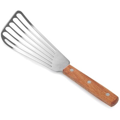 Commercial-Grade 6.5'' Fish Spatula, Wooden Handle