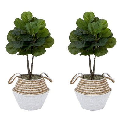 Nearly Natural 3ft Fiddle Leaf Fig Tree w/ Cotton & Jute Woven Planter DIY Kit