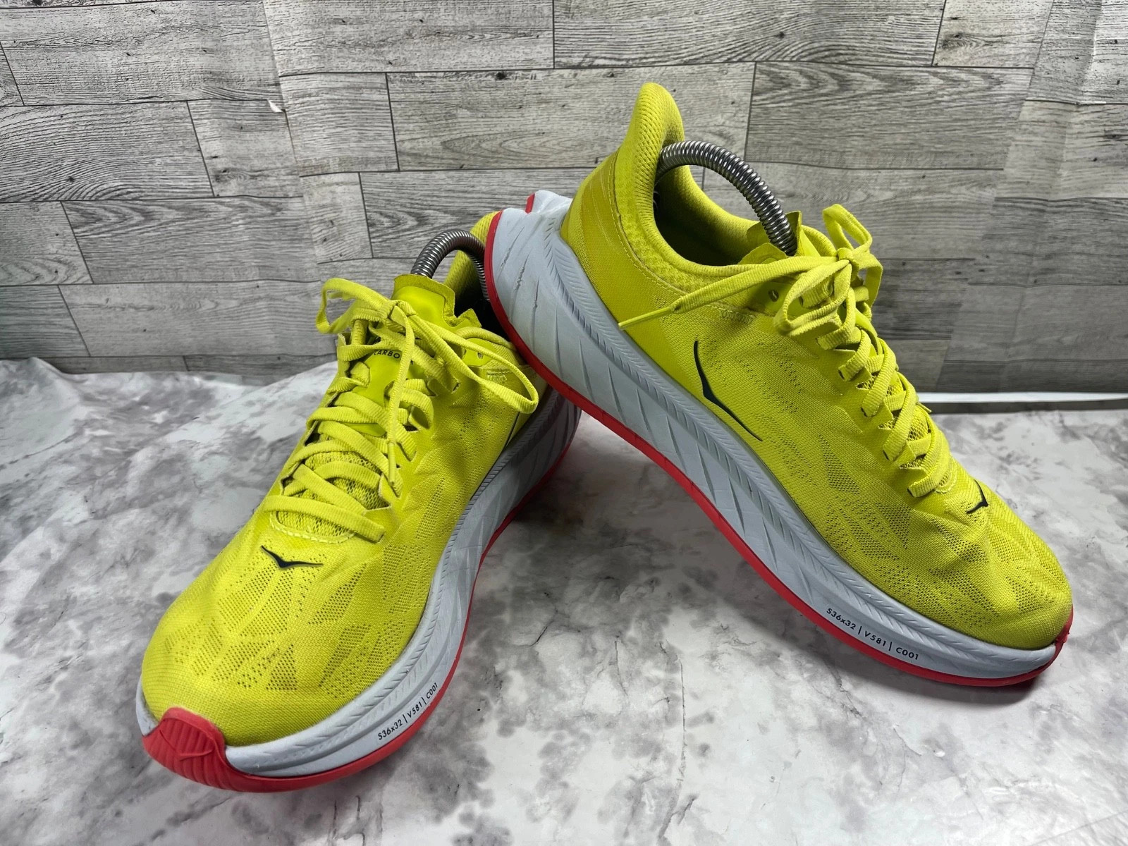 Hoka One One Carbon X 2 Sneakers Women 9B Running Shoes Yellow Red Trainers