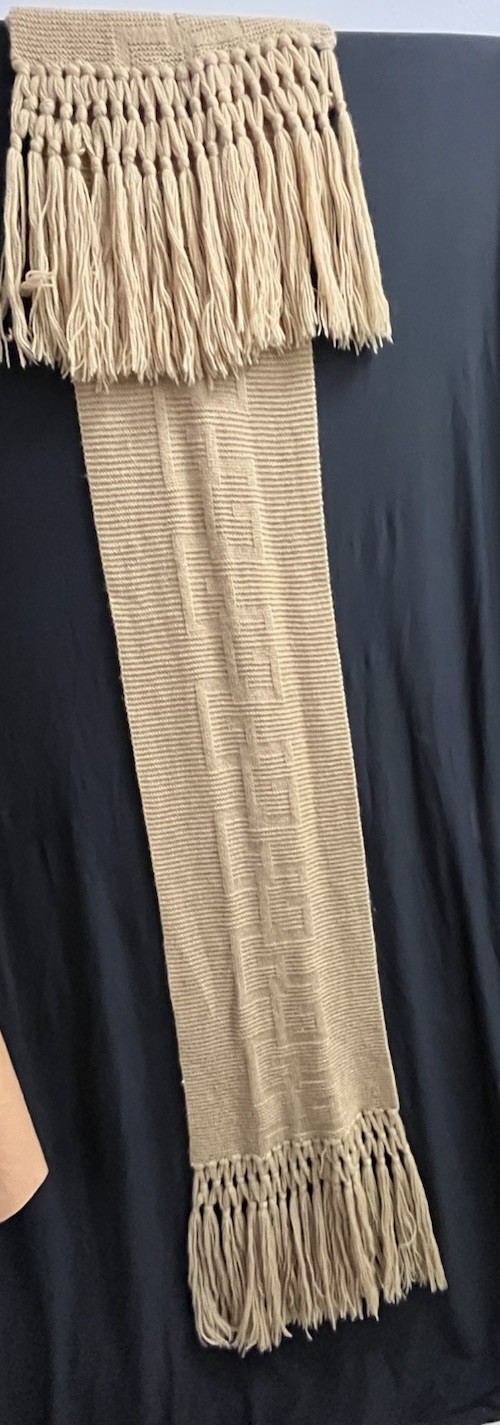 Vintage Gucci Wool Cable Knit Scarf Tan Brown Signature Oversized 82 Inches image 8