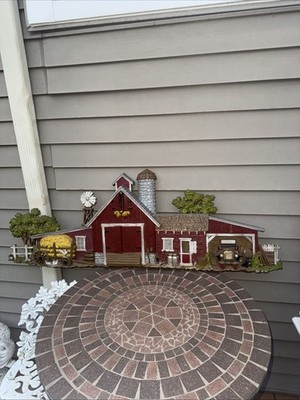 Vintage Farm Barn Scene #587 Burwood Products Co 1974 3D Wall Hanging 46''