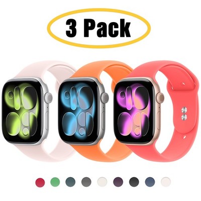 3 PACK Sport Silikon Armband für Apple Watch Series 11 10 9 8 7 6 5 4 SE 40-46mm