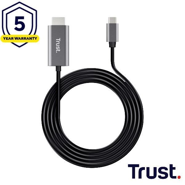 Trust Nero/Argento Convertitore Calyx 25630 Usb-C Verso Hdmi 2 M 4K - Immagine 4