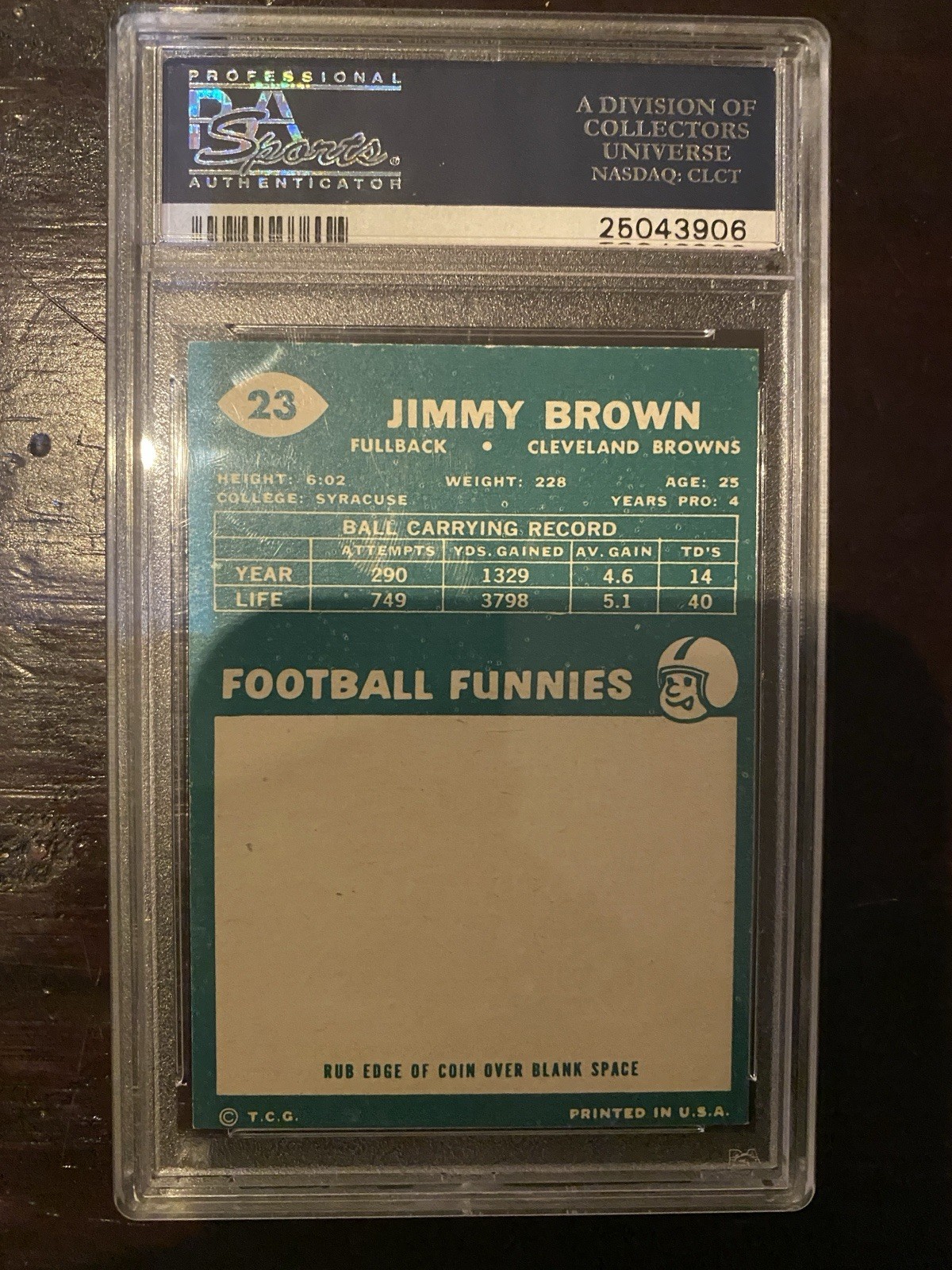 1960 Topps - Jim Brown #23 view 2