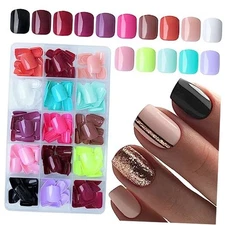  360pc Round Square Press on Nails Short Fake Nails, Short I-Short Squoval