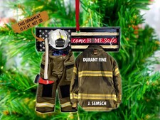 Personalized Firefighter Acrylic Ornament, Proud American Firefighter Hanging