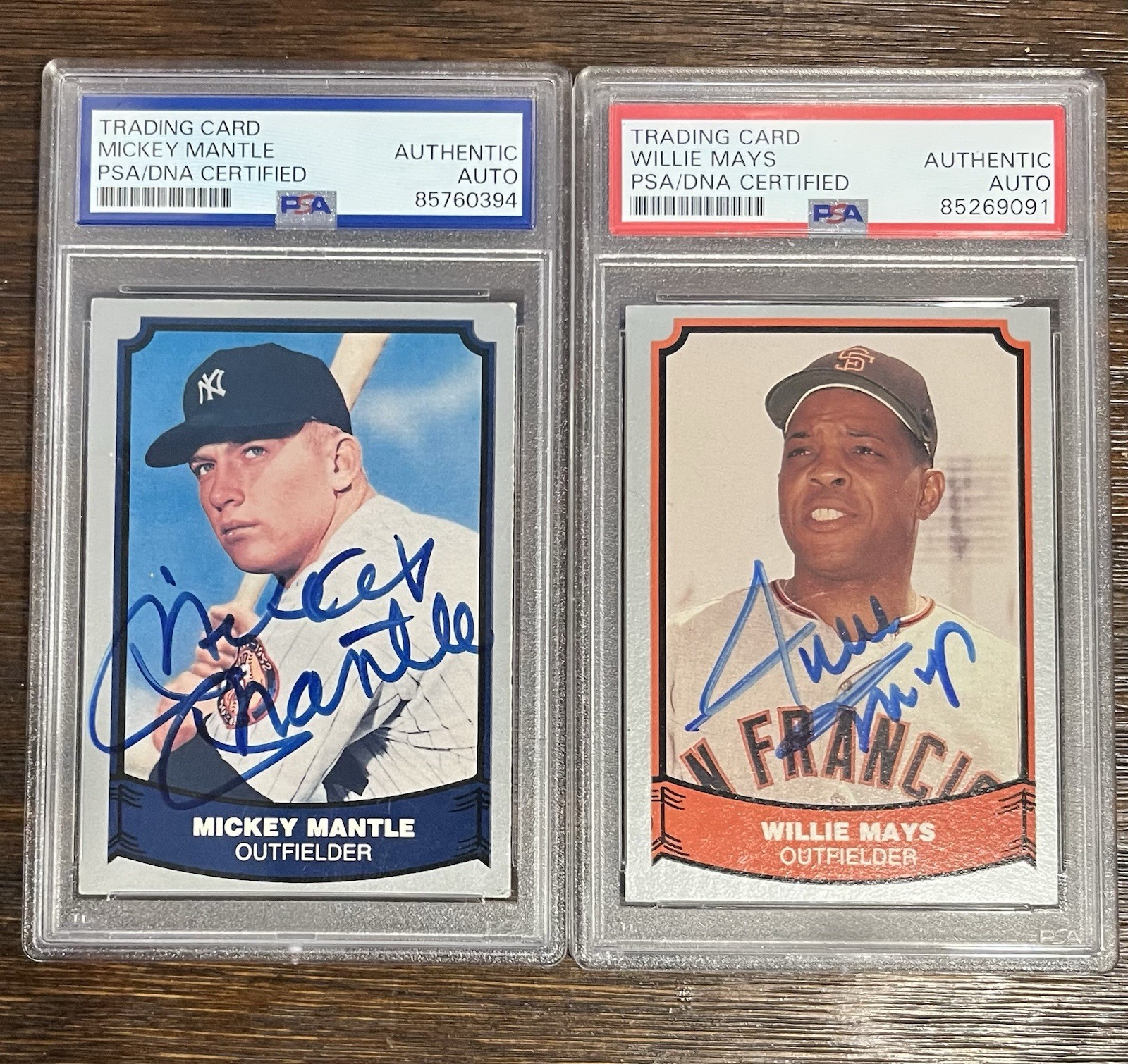 Mickey Mantle & Willie Mays 1988 Pacific Legends PSA Authentic Autograph Lot view 2