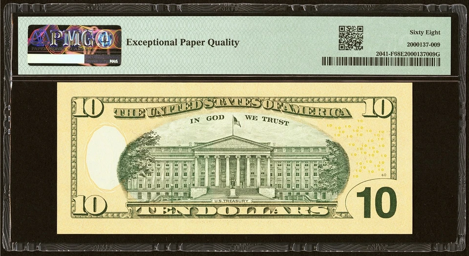 2009 $10 FRN Fancy Serial Number Seven of a Kind 66666696 PMG 68 EPQ - Image 2 of 2