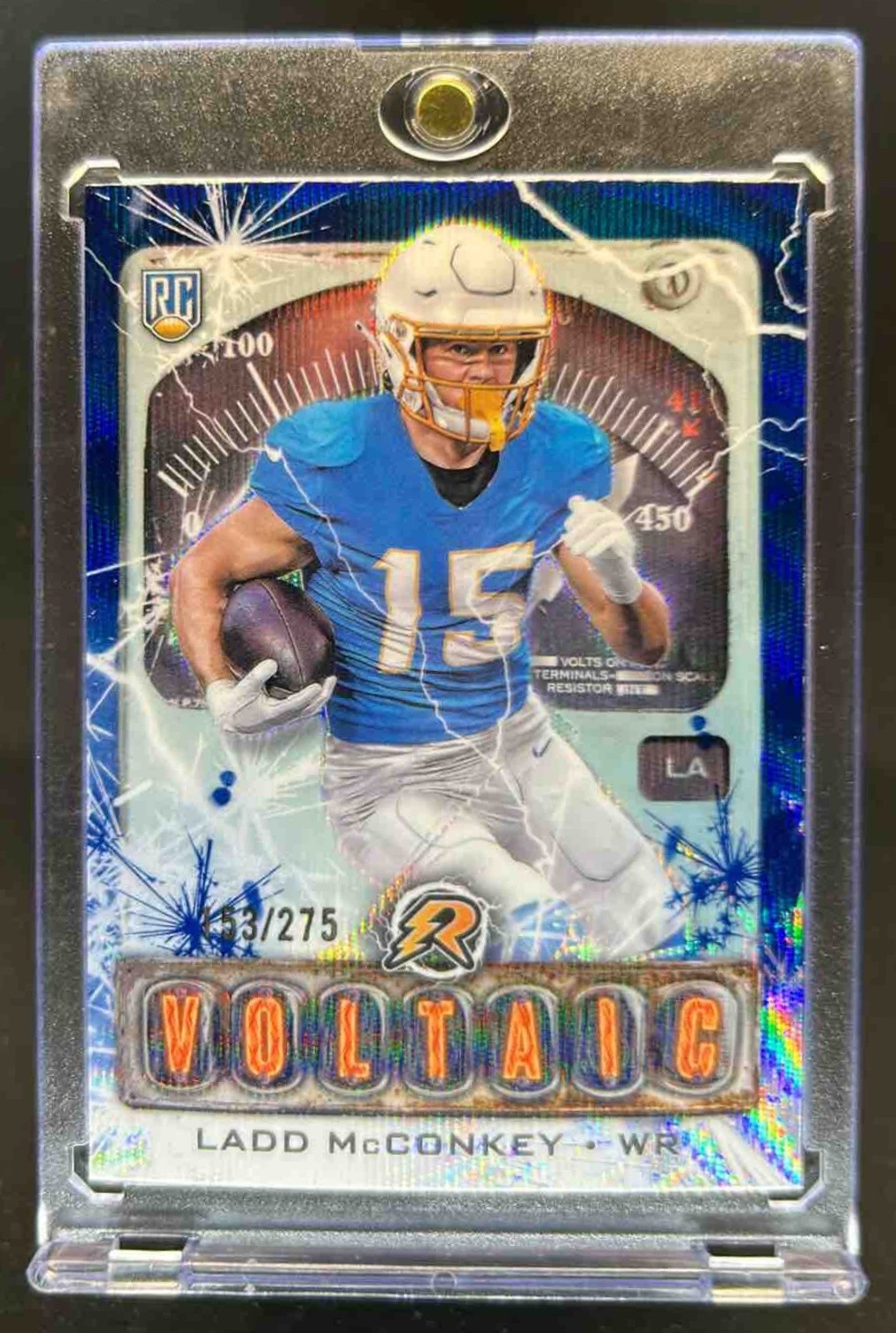 2024 Topps Resurgence Ladd McConkey Voltaic Navy Surge RC #153/275 Chargers