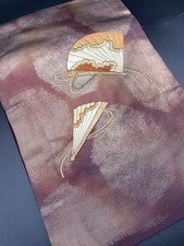 Kimono Konjaku Club Lux Pure Silk Obi Nagoya Embroidered Taiko Pattern Japan