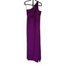Adrianna Papell Boutique One Shoulder Formal Gown Sz 12 Purple Beaded