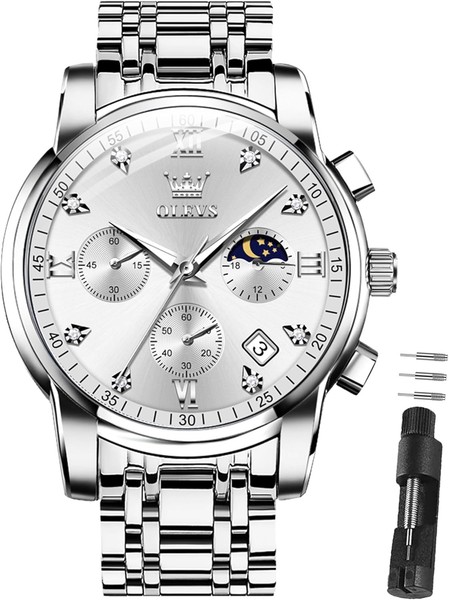 Armbanduhr Herren Luxus Quarz Edelstahl Chronograph Business Uhr-image