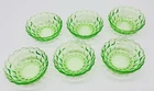URANIUM GLASS JEANETTE Cubed Fruit/Berry Cups Lot Of SIX 4.5 Inch MINT Condition