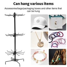 3 Tier Jewelry Display Rotating Iron Revolving Metal Stand Rack Holder  Storage