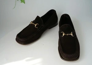 Auth GUCCI Mocassins femme bout carré cuir taille 36,5 US6,5 marron foncé