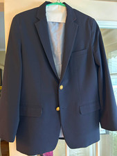 IZOD Boys Navy Brass Button Blazer Suit Jacket, Size 18