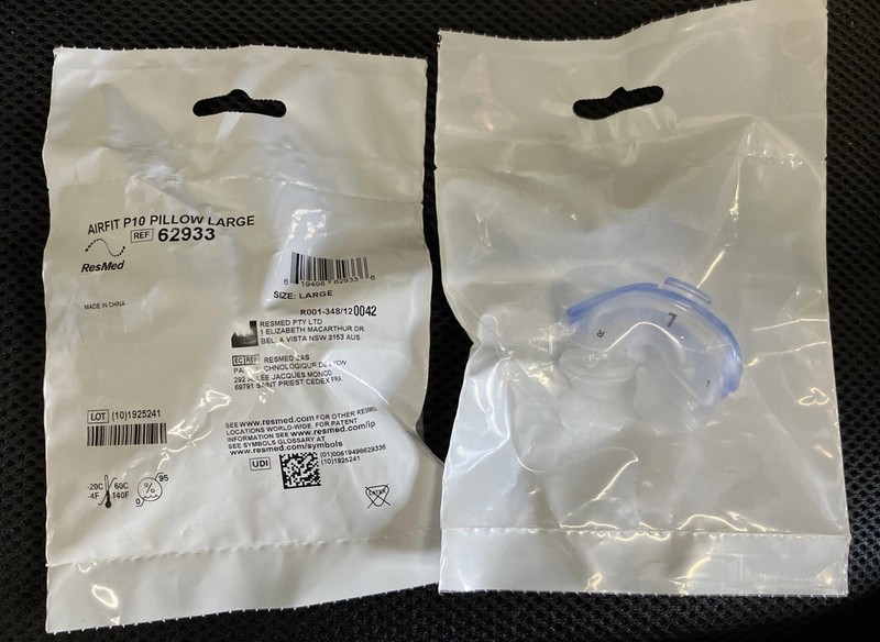 Lot of 2 LARGE new in sealed pack RESMED AirFit P10 Nasal Pillow Cushions 62933