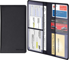Car Document Holder Organiser, PU Leather Vehicle Insurance and Registration Hol