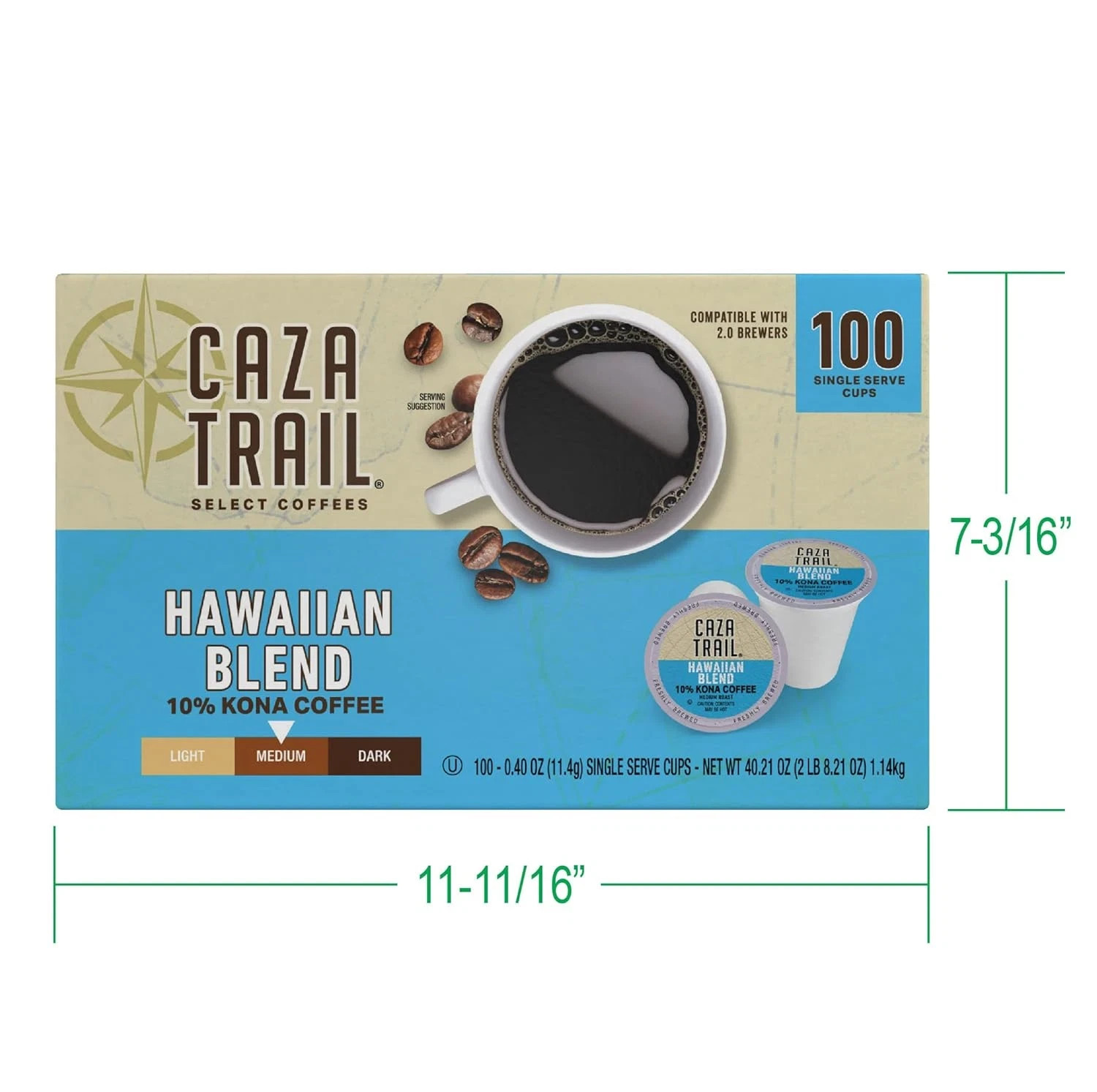 Caza Trail Coffee Kona Blend 100 Single Serve Cups