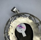 Big 3”in VNT NOS Sterling Silver Handcrafted Black Onyx Spade Wave Pendant 23g — photo 9