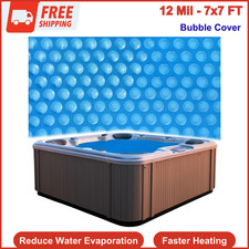 SPA and Hot Tub Bubble Cover 12mil 7x7 Foot Square Hot Tub Thermal Blanket, Blue