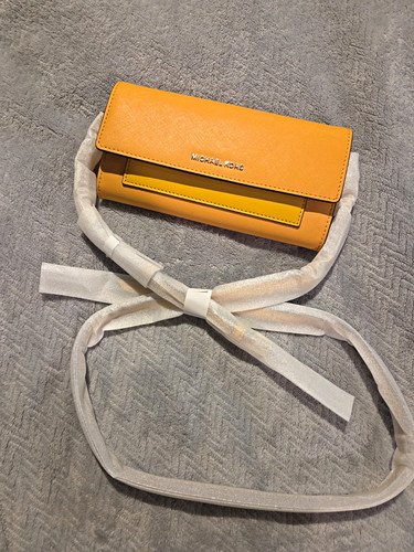 Michael Kors Jet Set Yellow Wallet on Chain Crossbody, Detachable Strap