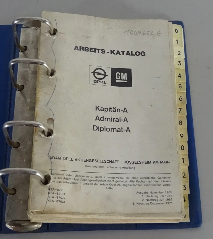 Arbeitswerte Richtzeiten Opel Kapitän / Admiral / Diplomat A von 1965 - Bild 3 von 3