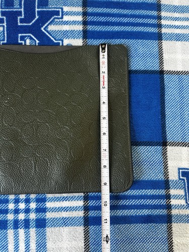 Coach Tablet Sleeve In Signature Leather iPad Pro Dark Green 12” x 9 1/2” Case - Picture 5 of 5