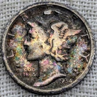 1934 Mercury Dime VG/Fine : Monster Rainbow Tone - .9 Fine Silver Coin