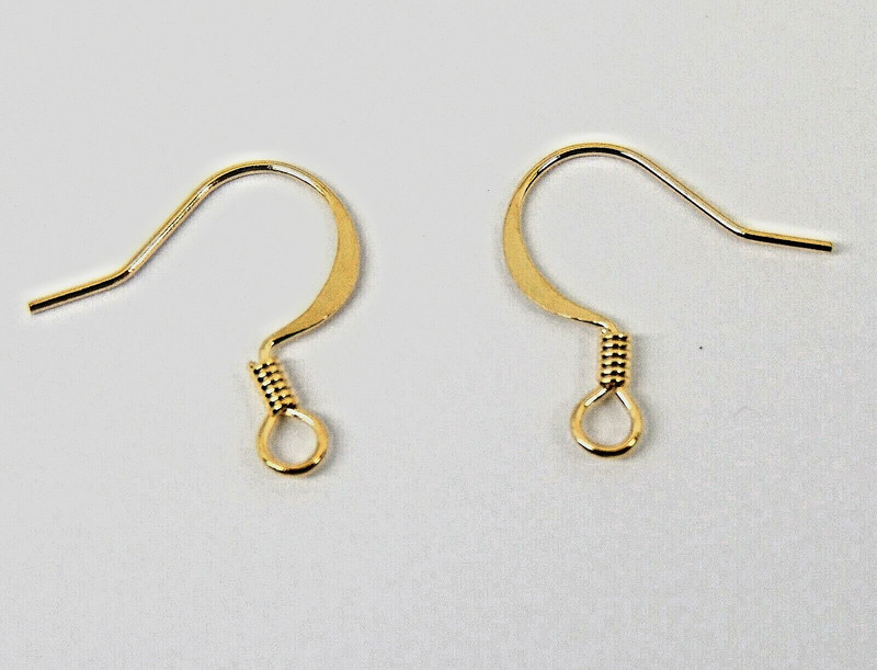 Flat Fish Hook Gold Plated French Hooks Ear Wires Earrings - Product main view